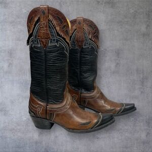 Old Gringo Vintage Western Snip Toe Boots Womens 6.5 Fringe Detail Boho Cowboy